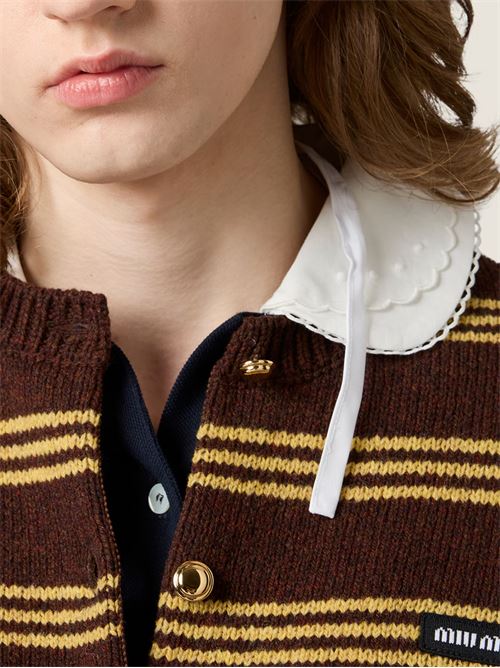Cardigan a righe MIU MIU | MMF8996300F0324